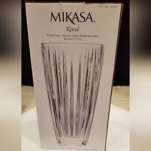 Mikasa Revel Crystal Vase About 12" With Striking Modern Vertical Line Pattern.
